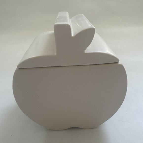 Jonathan Adler Partylite White Pottery APPLE Candle‎ Holder with Lid Home Decor - Picture 3 of 10